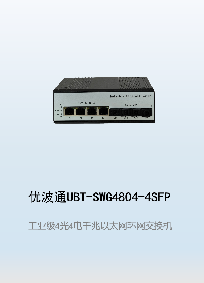 优波通UBT-SWG4804-4SFP  4光4电工业级以太网环网交换机